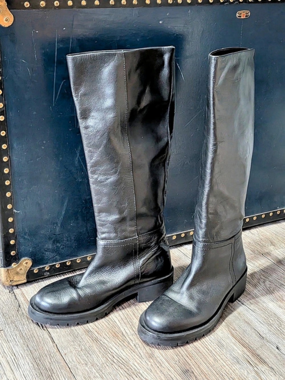 Zara Black Tall Platform Boots EU 39